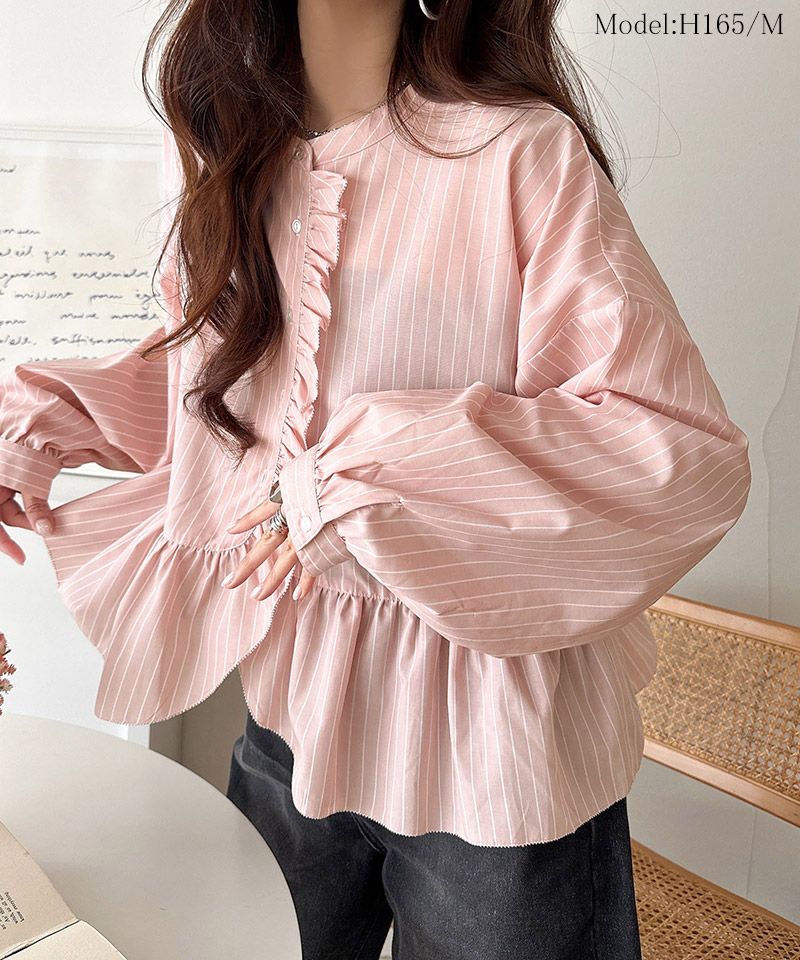 【 クラシカルエルフ classical elf 】ブラウス オフィス トップス レディース 柄アソート フリルデザインブラウス 華やか 上品 ペプラム 腰回りカバー | classicalelf | 13