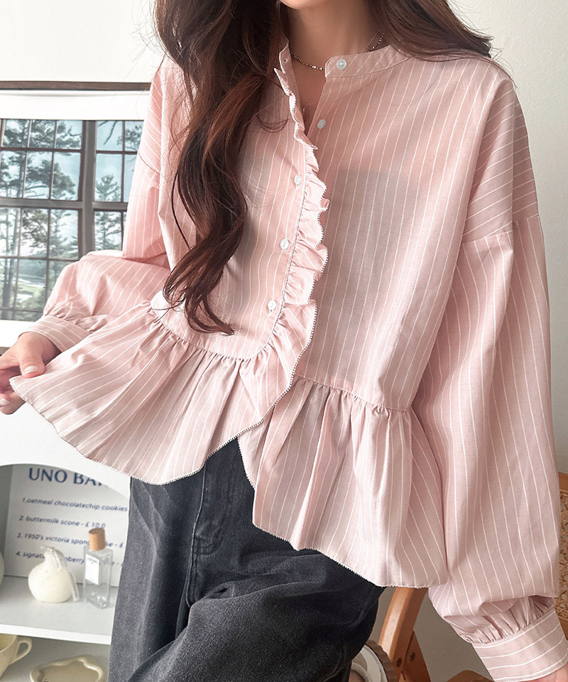 【 クラシカルエルフ classical elf 】ブラウス オフィス トップス レディース 柄アソート フリルデザインブラウス 華やか 上品 ペプラム 腰回りカバー | classicalelf | 14