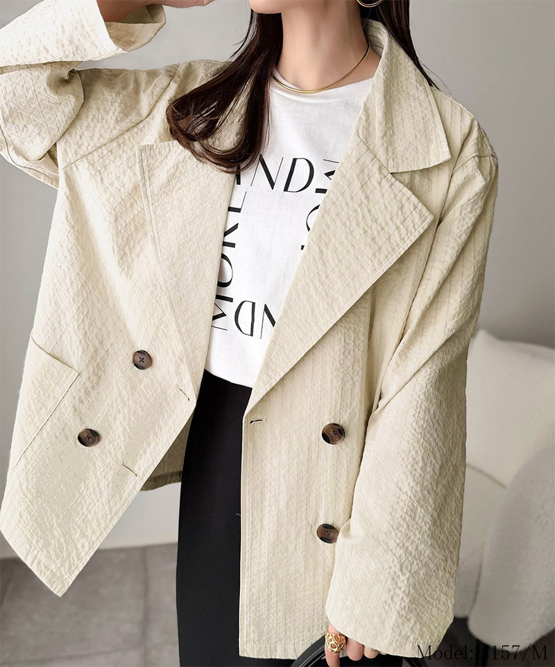 【 クラシカルエルフ classical elf 】 アウター 春 レディース テーラード ジャケット ダブル サッカー素材 | classicalelf | 02