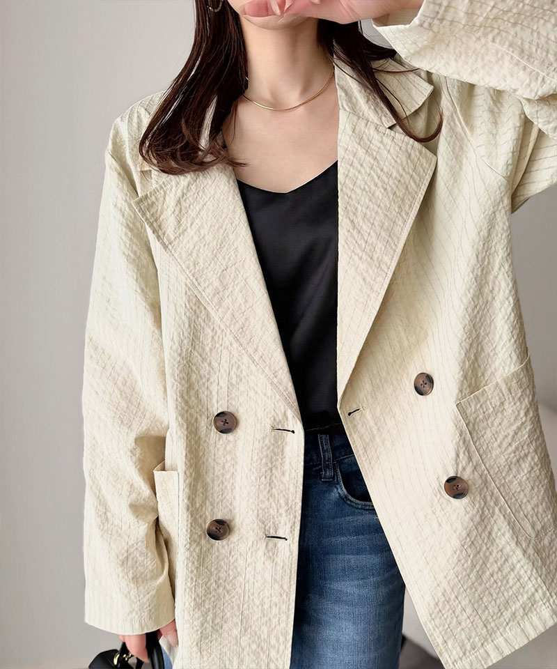 【 クラシカルエルフ classical elf 】 アウター 春 レディース テーラード ジャケット ダブル サッカー素材 | classicalelf | 03