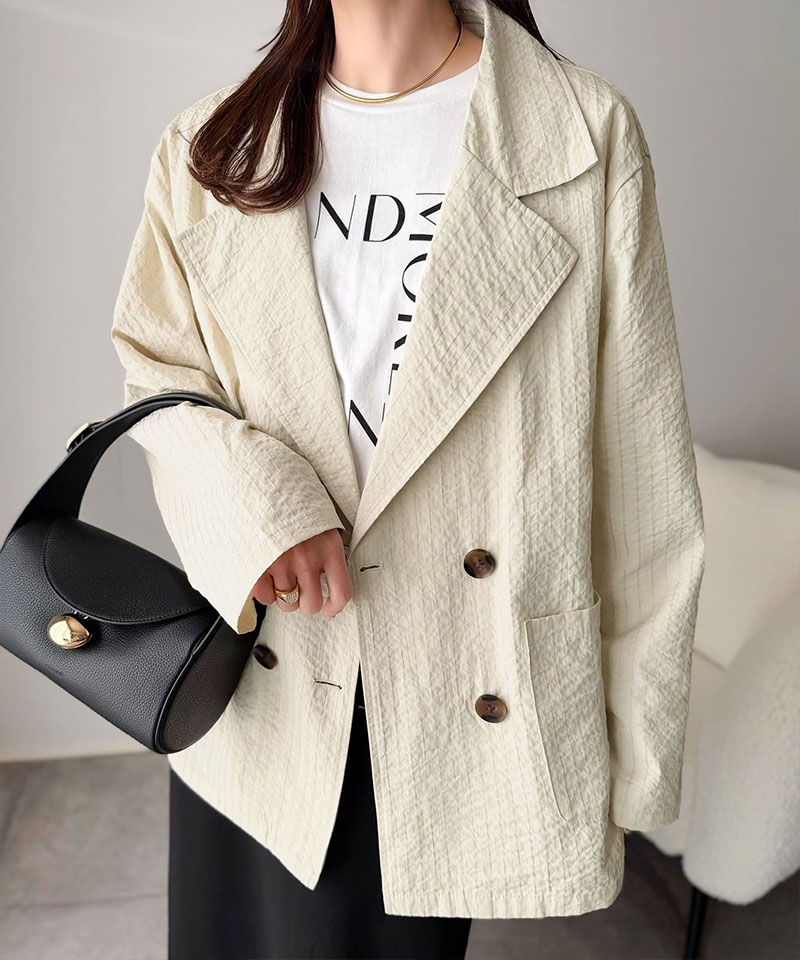 【 クラシカルエルフ classical elf 】 アウター 春 レディース テーラード ジャケット ダブル サッカー素材 | classicalelf | 04