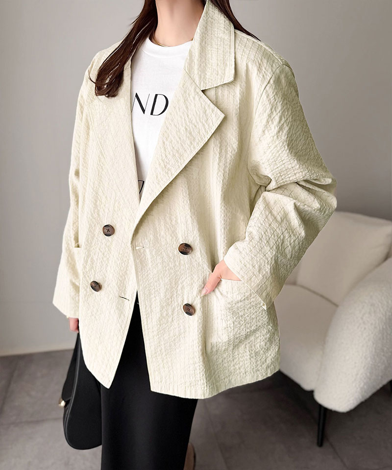 【 クラシカルエルフ classical elf 】 アウター 春 レディース テーラード ジャケット ダブル サッカー素材 | classicalelf | 05