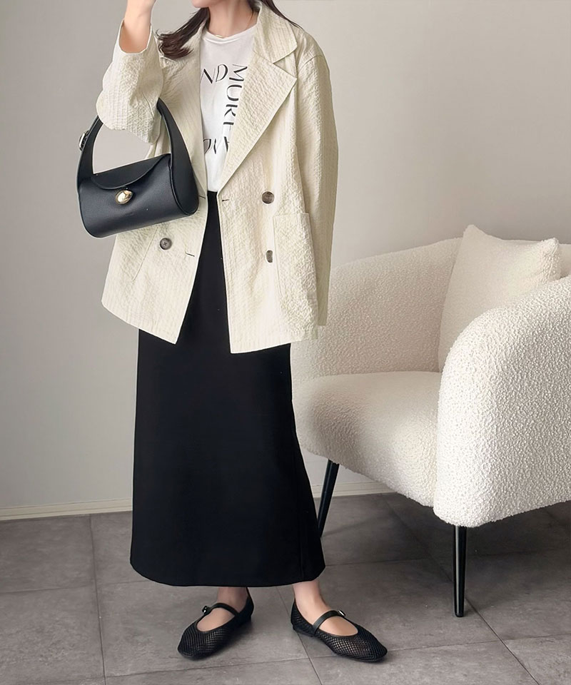 【 クラシカルエルフ classical elf 】 アウター 春 レディース テーラード ジャケット ダブル サッカー素材 | classicalelf | 06