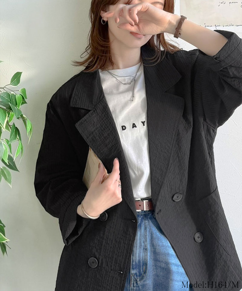 【 クラシカルエルフ classical elf 】 アウター 春 レディース テーラード ジャケット ダブル サッカー素材 | classicalelf | 07