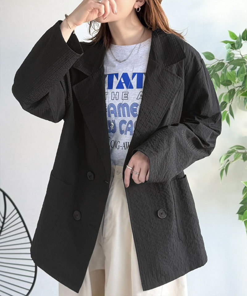 【 クラシカルエルフ classical elf 】 アウター 春 レディース テーラード ジャケット ダブル サッカー素材 | classicalelf | 09