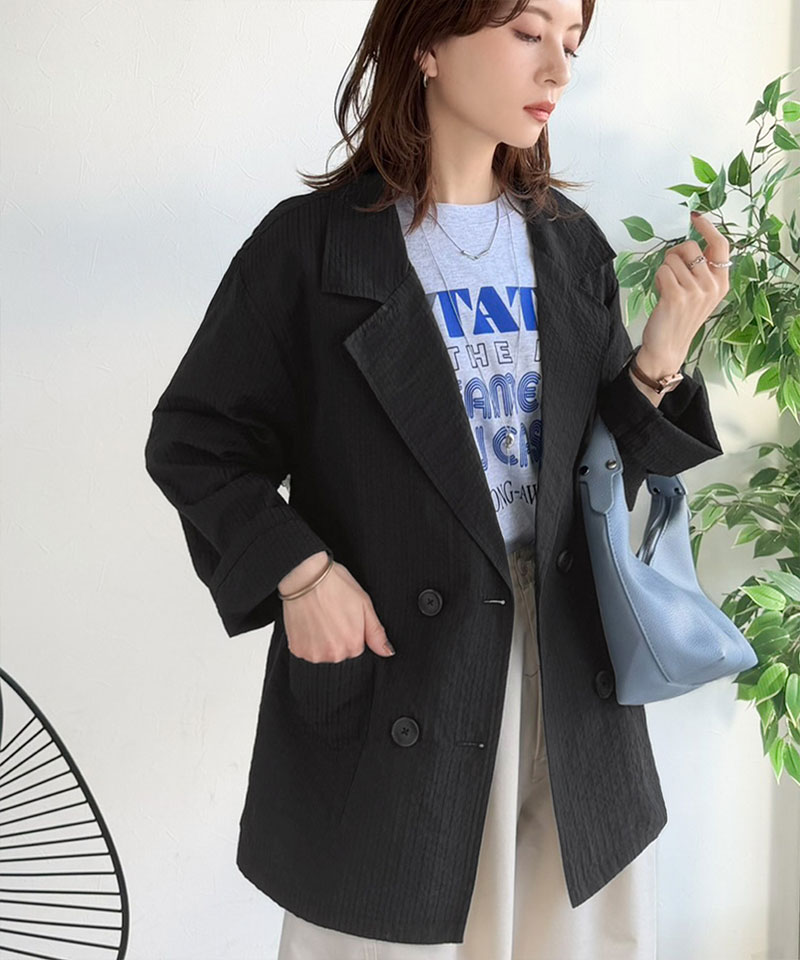 【 クラシカルエルフ classical elf 】 アウター 春 レディース テーラード ジャケット ダブル サッカー素材 | classicalelf | 11