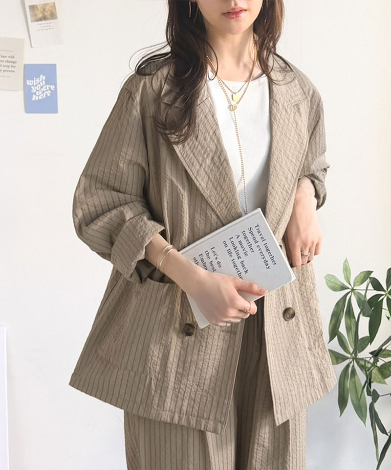 【 クラシカルエルフ classical elf 】 アウター 春 レディース テーラード ジャケット ダブル サッカー素材 | classicalelf | 15