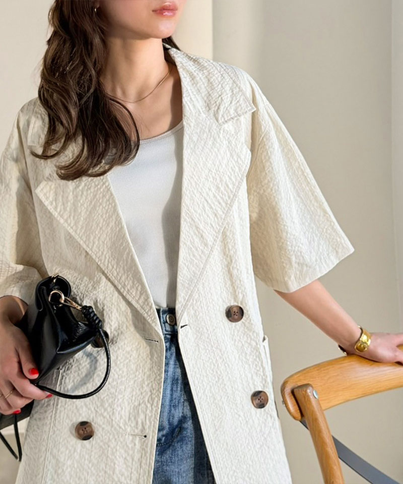 【 クラシカルエルフ classical elf 】 アウター 春 レディース テーラード ジャケット ダブル サッカー素材 | classicalelf | 03