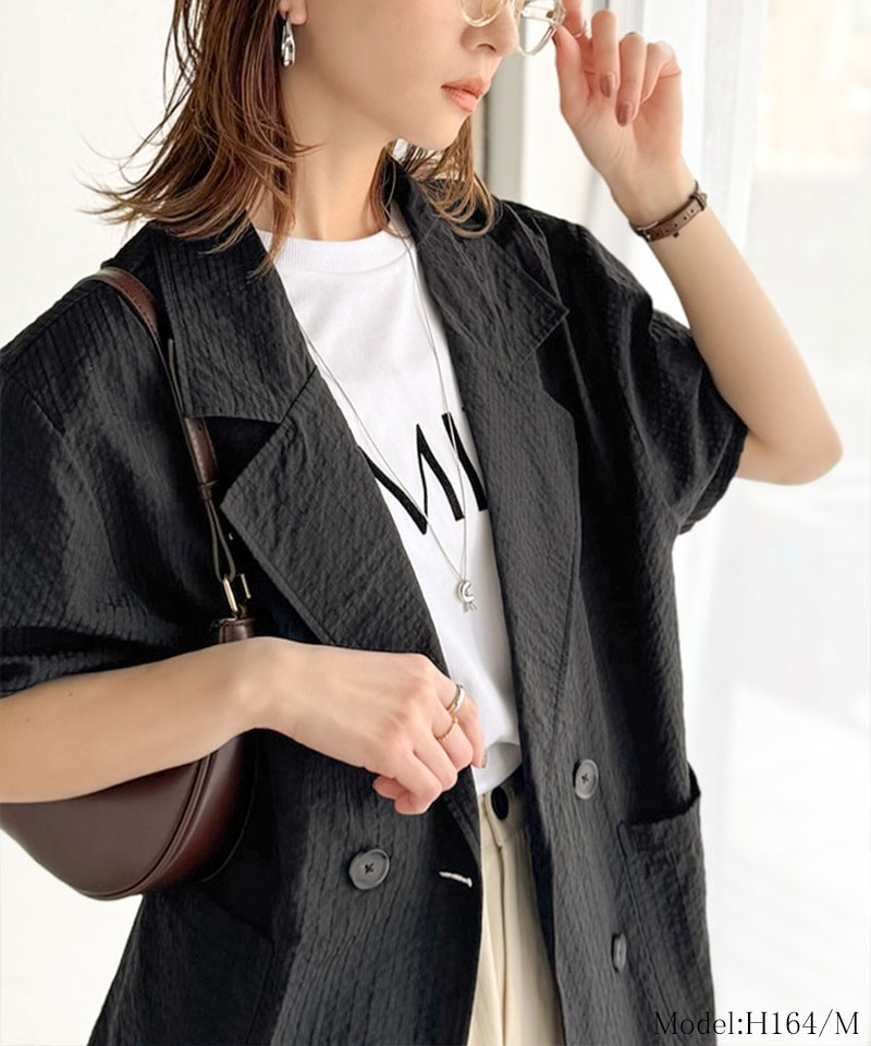 【 クラシカルエルフ classical elf 】 アウター 春 レディース テーラード ジャケット ダブル サッカー素材 | classicalelf | 07