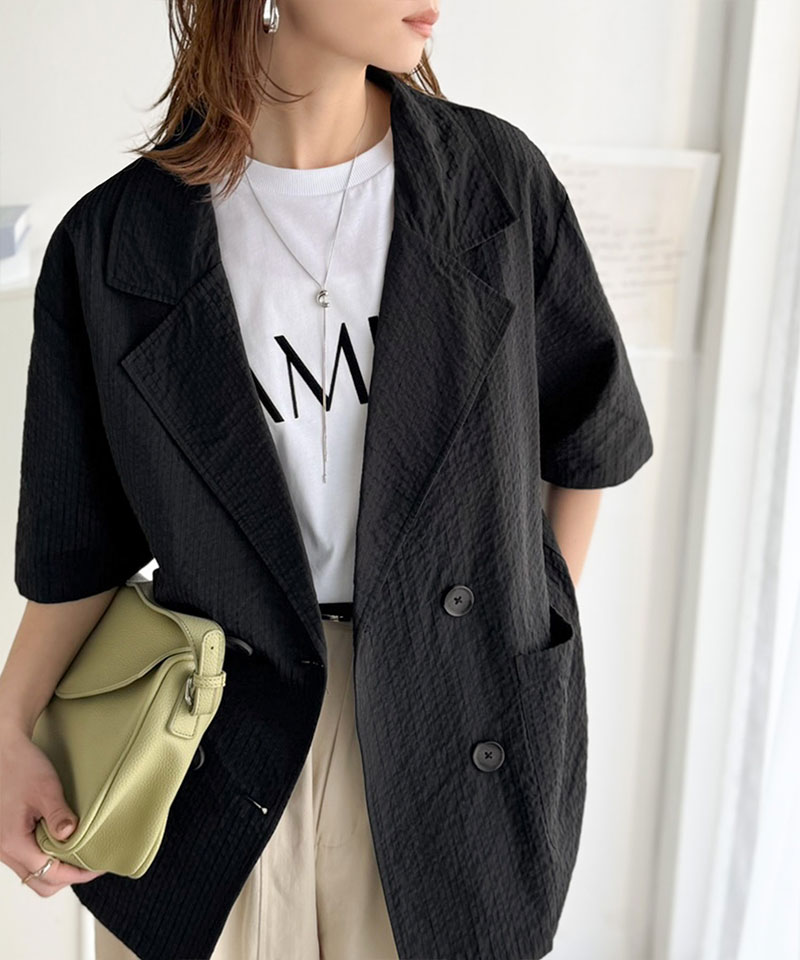 【 クラシカルエルフ classical elf 】 アウター 春 レディース テーラード ジャケット ダブル サッカー素材 | classicalelf | 09