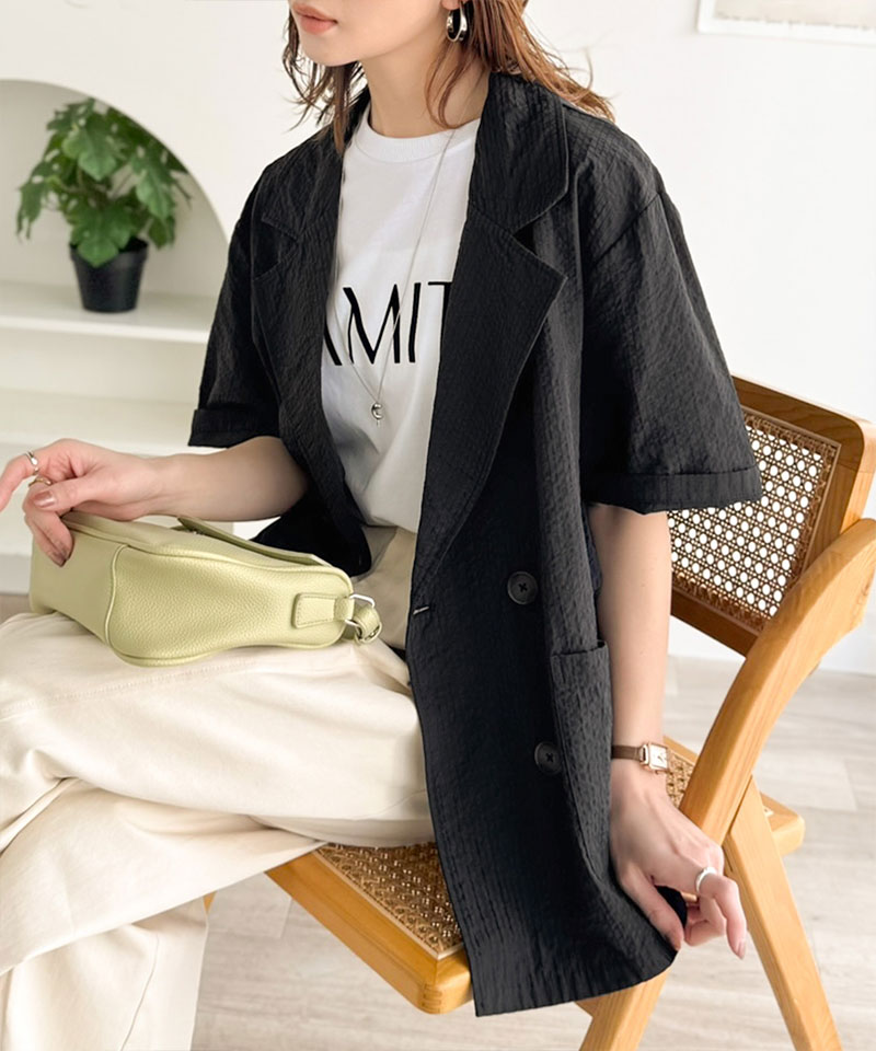 【 クラシカルエルフ classical elf 】 アウター 春 レディース テーラード ジャケット ダブル サッカー素材 | classicalelf | 10