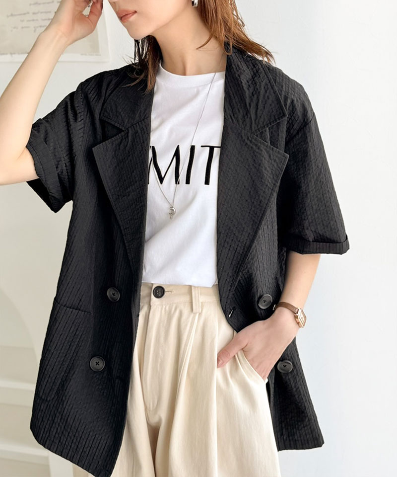 【 クラシカルエルフ classical elf 】 アウター 春 レディース テーラード ジャケット ダブル サッカー素材 | classicalelf | 11