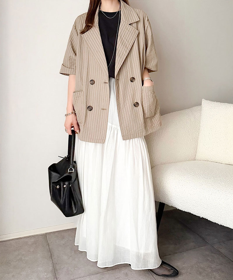 【 クラシカルエルフ classical elf 】 アウター 春 レディース テーラード ジャケット ダブル サッカー素材 | classicalelf | 14