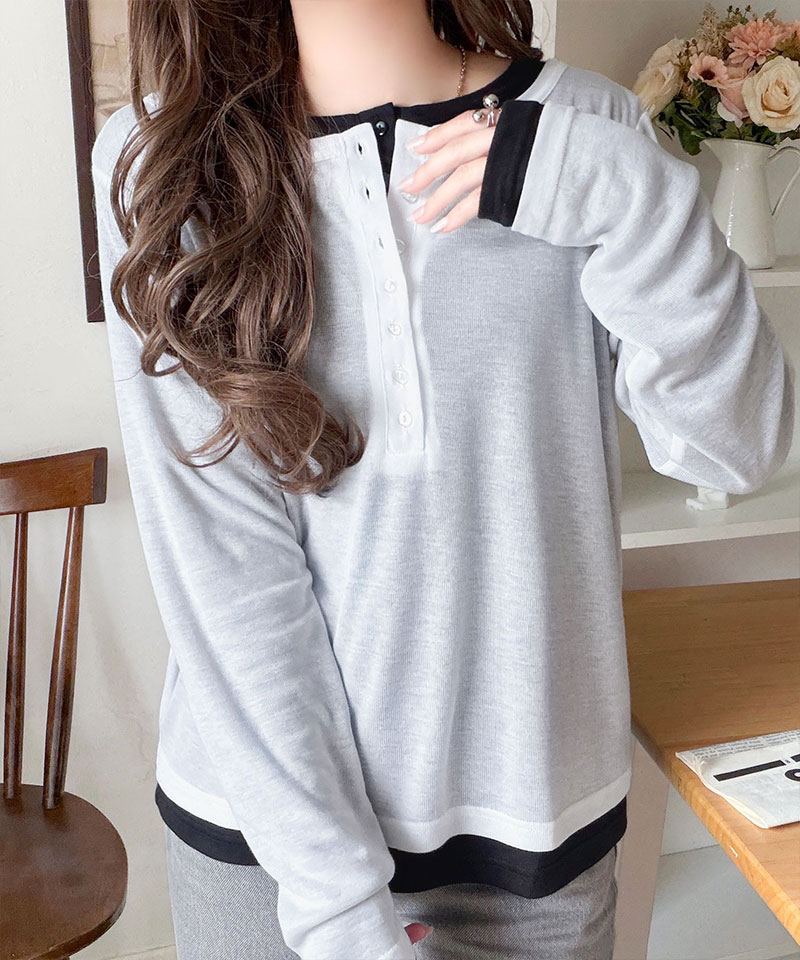 【 クラシカルエルフ classical elf 】 tシャツ レディース 長袖 シアー トップス ヘンリーネック マルチWAY | classicalelf | 04