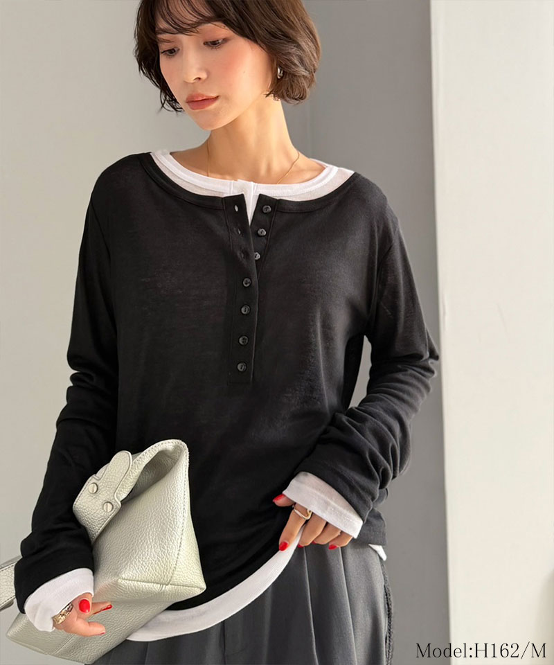 【 クラシカルエルフ classical elf 】 tシャツ レディース 長袖 シアー トップス ヘンリーネック マルチWAY | classicalelf | 05