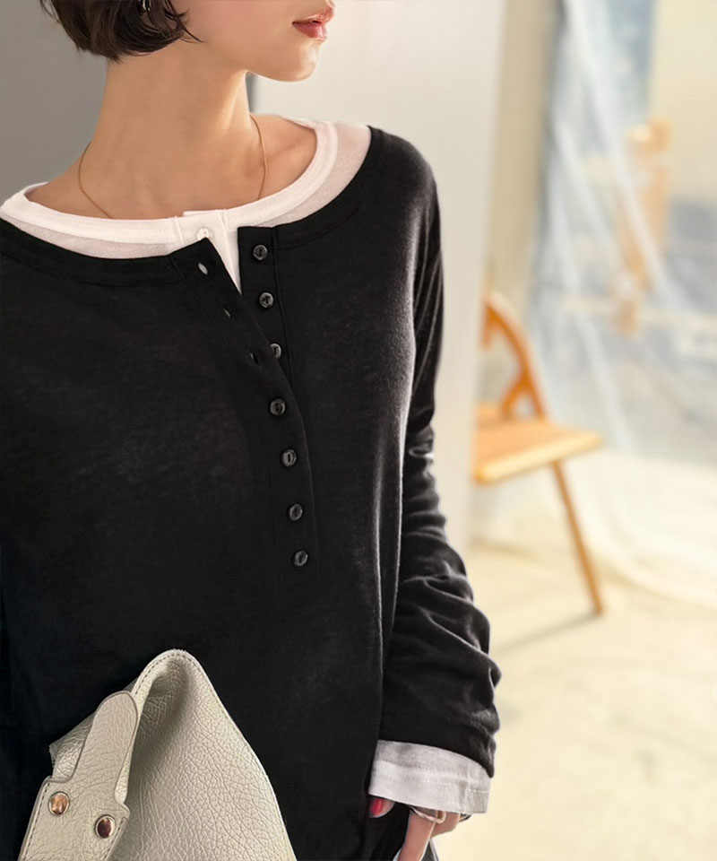 【 クラシカルエルフ classical elf 】 tシャツ レディース 長袖 シアー トップス ヘンリーネック マルチWAY | classicalelf | 07