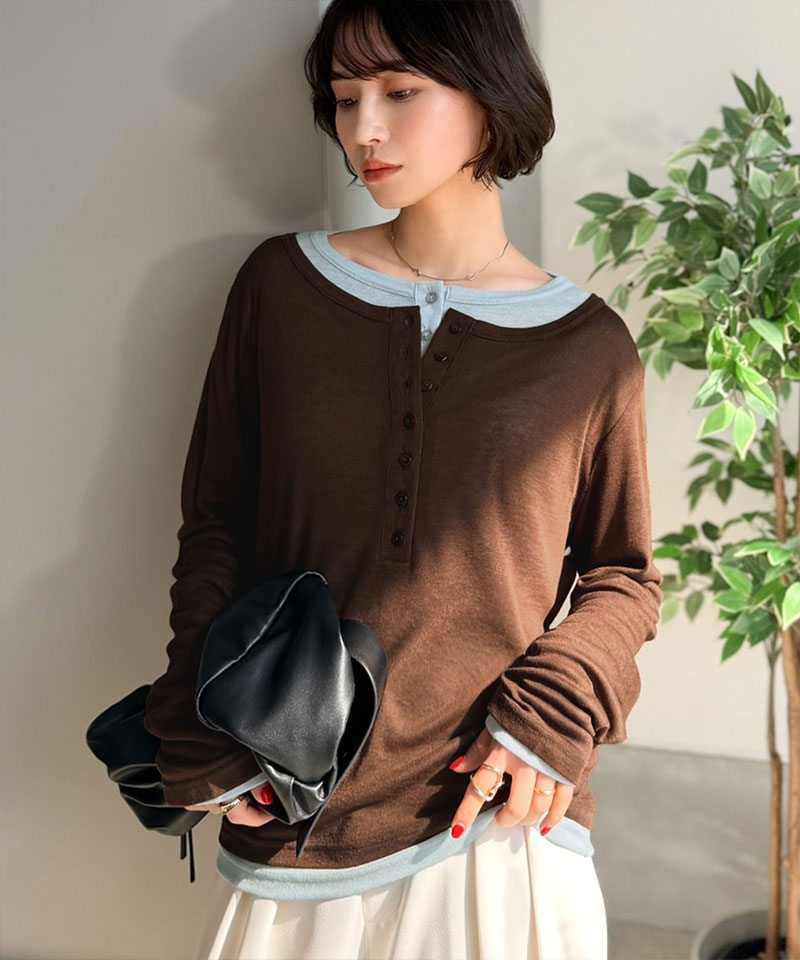 【 クラシカルエルフ classical elf 】 tシャツ レディース 長袖 シアー トップス ヘンリーネック マルチWAY | classicalelf | 11