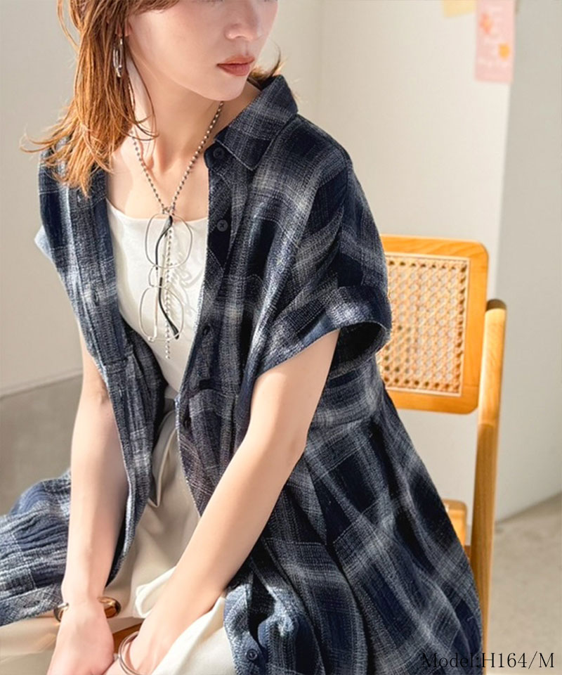 大人可愛いチェック柄がポイント。フレンチスリーブチェックチュニック Classical Elf クラシカルエルフ ce1010590 | classicalelf | 08