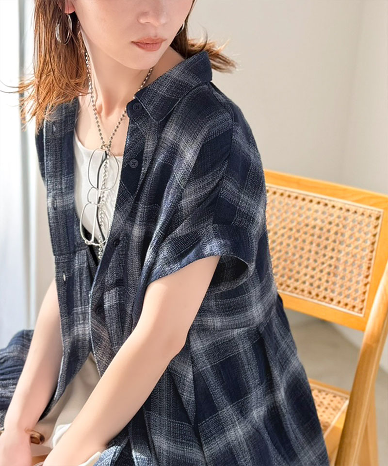 大人可愛いチェック柄がポイント。フレンチスリーブチェックチュニック Classical Elf クラシカルエルフ ce1010590 | classicalelf | 10
