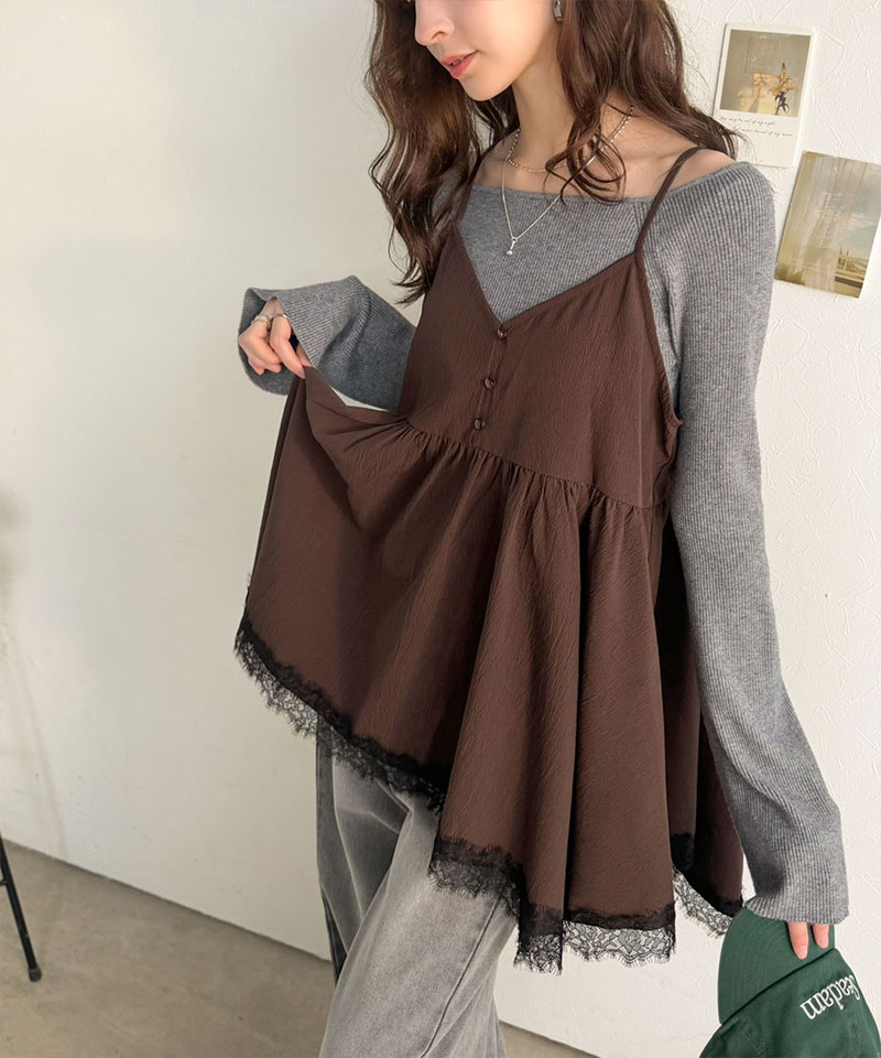いつものコーデに、ひとさじの甘さ。重ねるだけで華やぐ。裾レースペプラムキャミソール Classical Elf クラシカルエルフ ce1010661 | classicalelf | 10