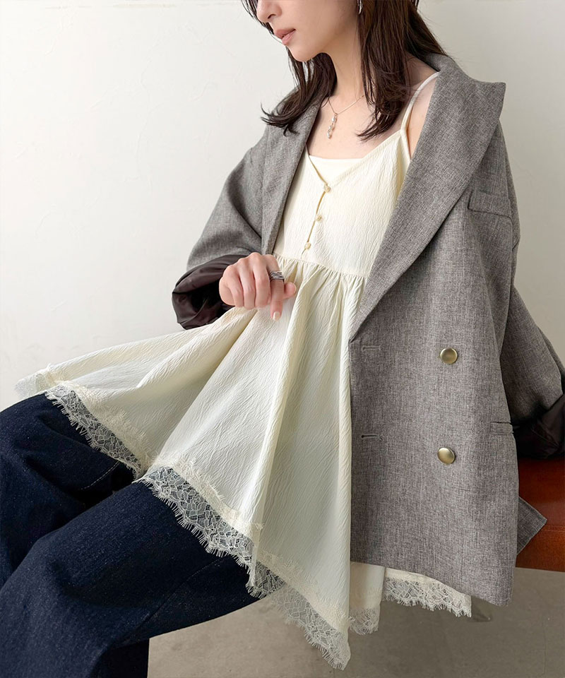 いつものコーデに、ひとさじの甘さ。重ねるだけで華やぐ。裾レースペプラムキャミソール Classical Elf クラシカルエルフ ce1010661 | classicalelf | 16