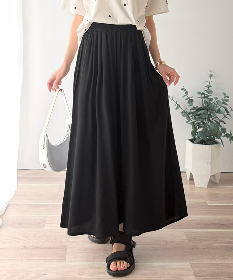 【 クラシカルエルフ classical elf 】フレア ワイドパンツ ボトムス パンツ レディース ウエストギャザー レーヨン ゆったり 軽やか リラックス 上品 | classicalelf | 03