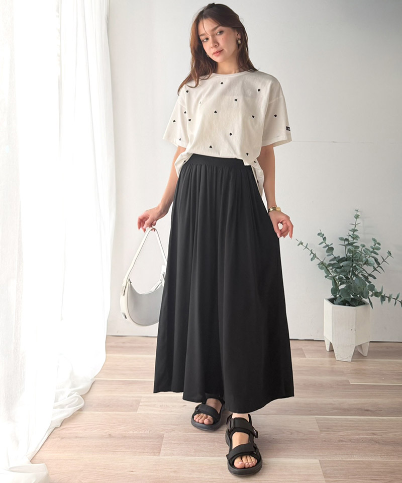 【 クラシカルエルフ classical elf 】フレア ワイドパンツ ボトムス パンツ レディース ウエストギャザー レーヨン ゆったり 軽やか リラックス 上品 | classicalelf | 06