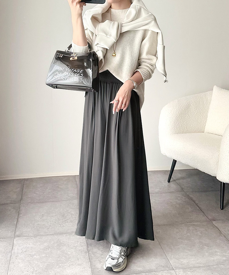 【 クラシカルエルフ classical elf 】フレア ワイドパンツ ボトムス パンツ レディース ウエストギャザー レーヨン ゆったり 軽やか リラックス 上品 | classicalelf | 08