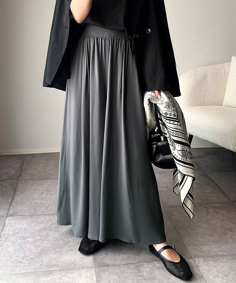 【 クラシカルエルフ classical elf 】フレア ワイドパンツ ボトムス パンツ レディース ウエストギャザー レーヨン ゆったり 軽やか リラックス 上品 | classicalelf | 11