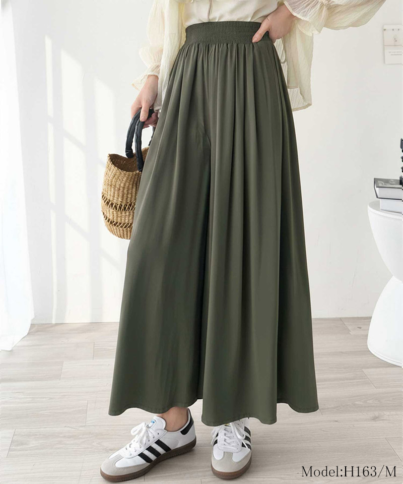 【 クラシカルエルフ classical elf 】フレア ワイドパンツ ボトムス パンツ レディース ウエストギャザー レーヨン ゆったり 軽やか リラックス 上品 | classicalelf | 12