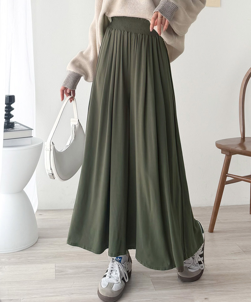 【 クラシカルエルフ classical elf 】フレア ワイドパンツ ボトムス パンツ レディース ウエストギャザー レーヨン ゆったり 軽やか リラックス 上品 | classicalelf | 14