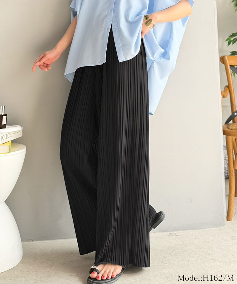 【 クラシカルエルフ classical elf 】 ボトムス レディース 春 パンツ 着回し抜群 セミワイド プリーツパンツ ウエスト ゴム仕様 大きいサイズ | classicalelf | 05