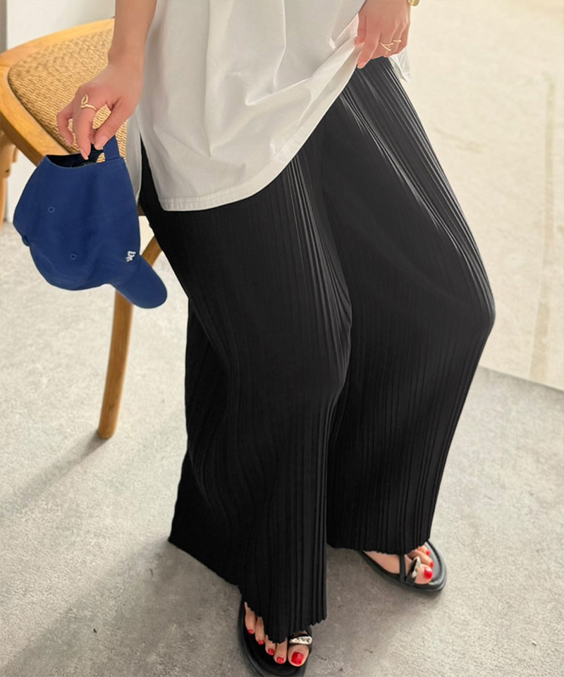 【 クラシカルエルフ classical elf 】 ボトムス レディース 春 パンツ 着回し抜群 セミワイド プリーツパンツ ウエスト ゴム仕様 大きいサイズ | classicalelf | 06