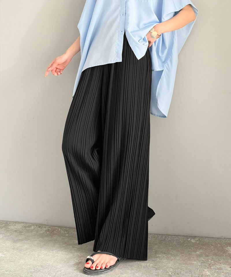 【 クラシカルエルフ classical elf 】 ボトムス レディース 春 パンツ 着回し抜群 セミワイド プリーツパンツ ウエスト ゴム仕様 大きいサイズ | classicalelf | 07