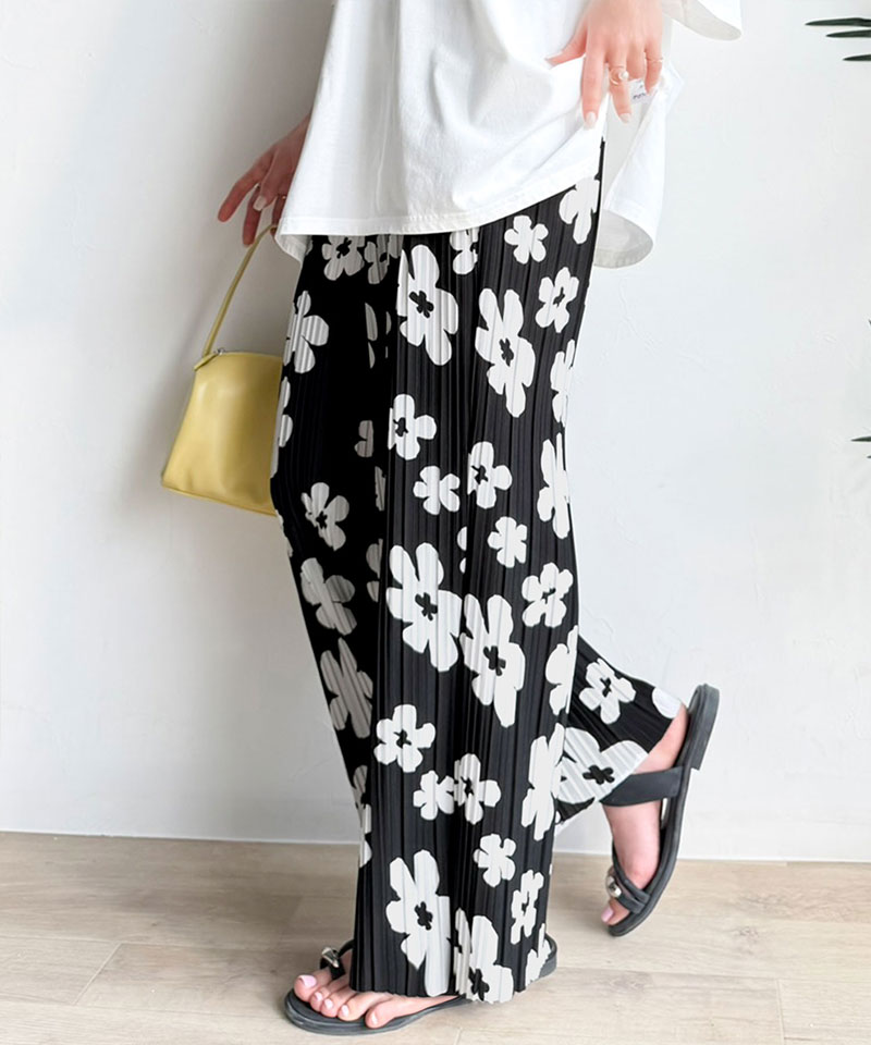 【 クラシカルエルフ classical elf 】 ボトムス レディース 春 パンツ 着回し抜群 セミワイド プリーツパンツ ウエスト ゴム仕様 大きいサイズ | classicalelf | 09