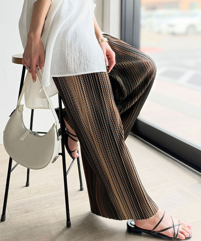 【 クラシカルエルフ classical elf 】 ボトムス レディース 春 パンツ 着回し抜群 セミワイド プリーツパンツ ウエスト ゴム仕様 大きいサイズ | classicalelf | 12