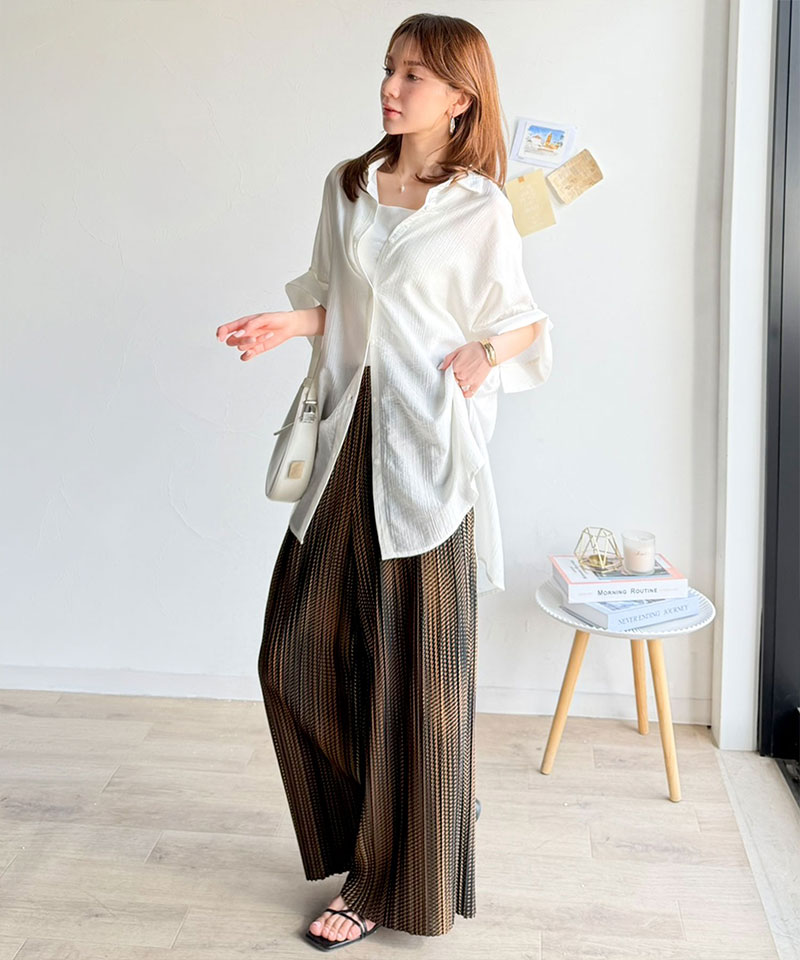 【 クラシカルエルフ classical elf 】 ボトムス レディース 春 パンツ 着回し抜群 セミワイド プリーツパンツ ウエスト ゴム仕様 大きいサイズ | classicalelf | 13