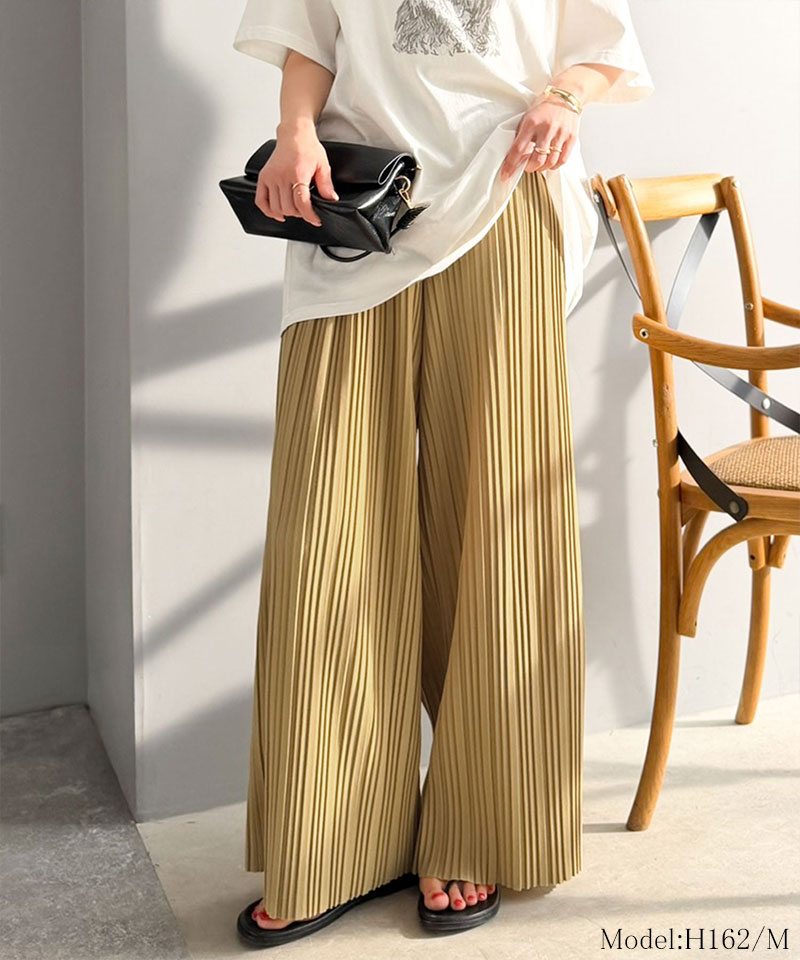 【 クラシカルエルフ classical elf 】 ボトムス レディース 春 パンツ 着回し抜群 セミワイド プリーツパンツ ウエスト ゴム仕様 大きいサイズ | classicalelf | 14