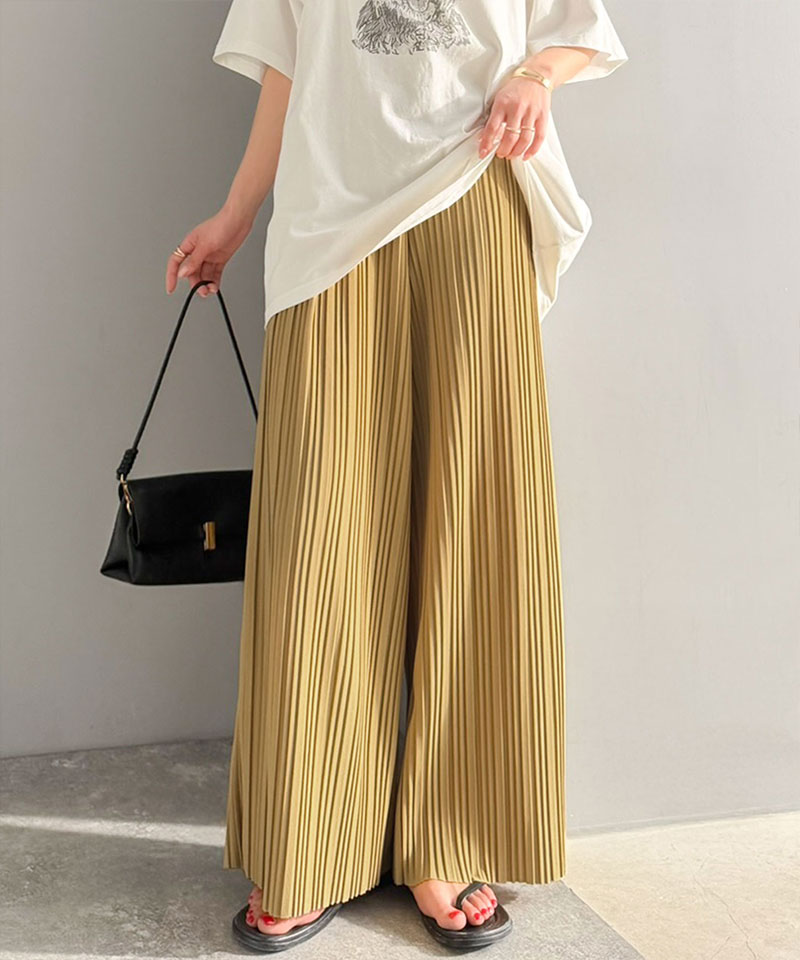 【 クラシカルエルフ classical elf 】 ボトムス レディース 春 パンツ 着回し抜群 セミワイド プリーツパンツ ウエスト ゴム仕様 大きいサイズ | classicalelf | 15