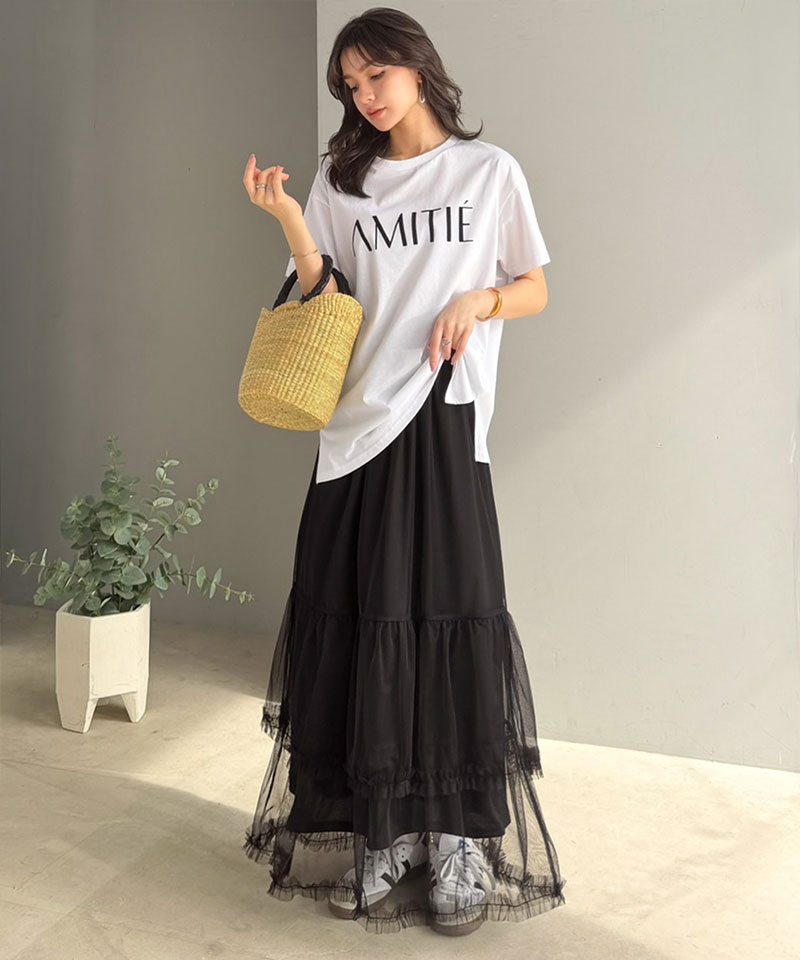 【 クラシカルエルフ classical elf 】スカート レディース 春 ボトムス シンプル 合わせ フリル ティアード チュール ロングスカート 大きいサイズ | classicalelf | 10