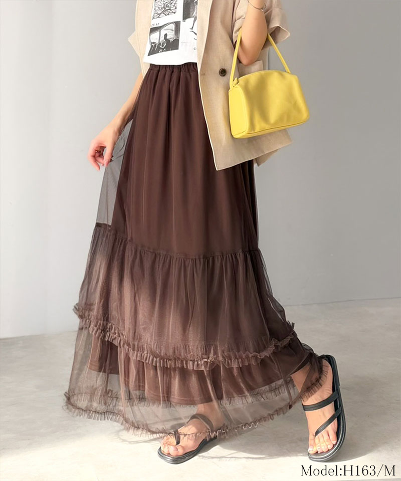 【 クラシカルエルフ classical elf 】スカート レディース 春 ボトムス シンプル 合わせ フリル ティアード チュール ロングスカート 大きいサイズ | classicalelf | 11