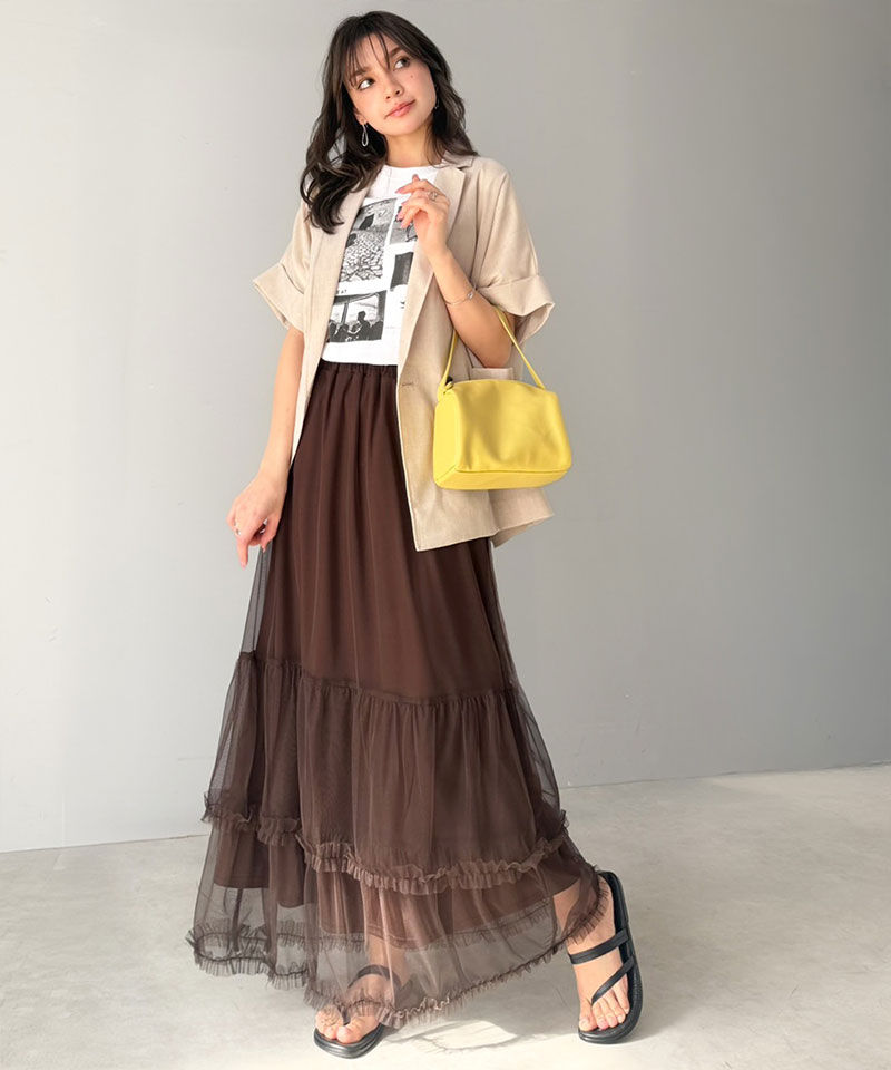 【 クラシカルエルフ classical elf 】スカート レディース 春 ボトムス シンプル 合わせ フリル ティアード チュール ロングスカート 大きいサイズ | classicalelf | 12