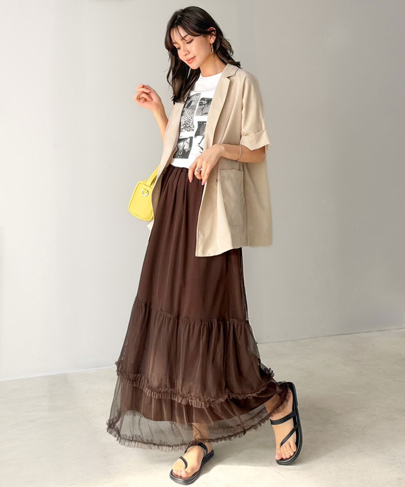 【 クラシカルエルフ classical elf 】スカート レディース 春 ボトムス シンプル 合わせ フリル ティアード チュール ロングスカート 大きいサイズ | classicalelf | 13
