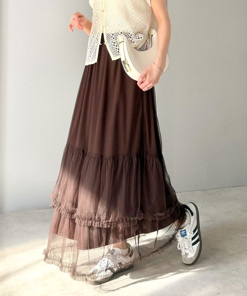 【 クラシカルエルフ classical elf 】スカート レディース 春 ボトムス シンプル 合わせ フリル ティアード チュール ロングスカート 大きいサイズ | classicalelf | 15