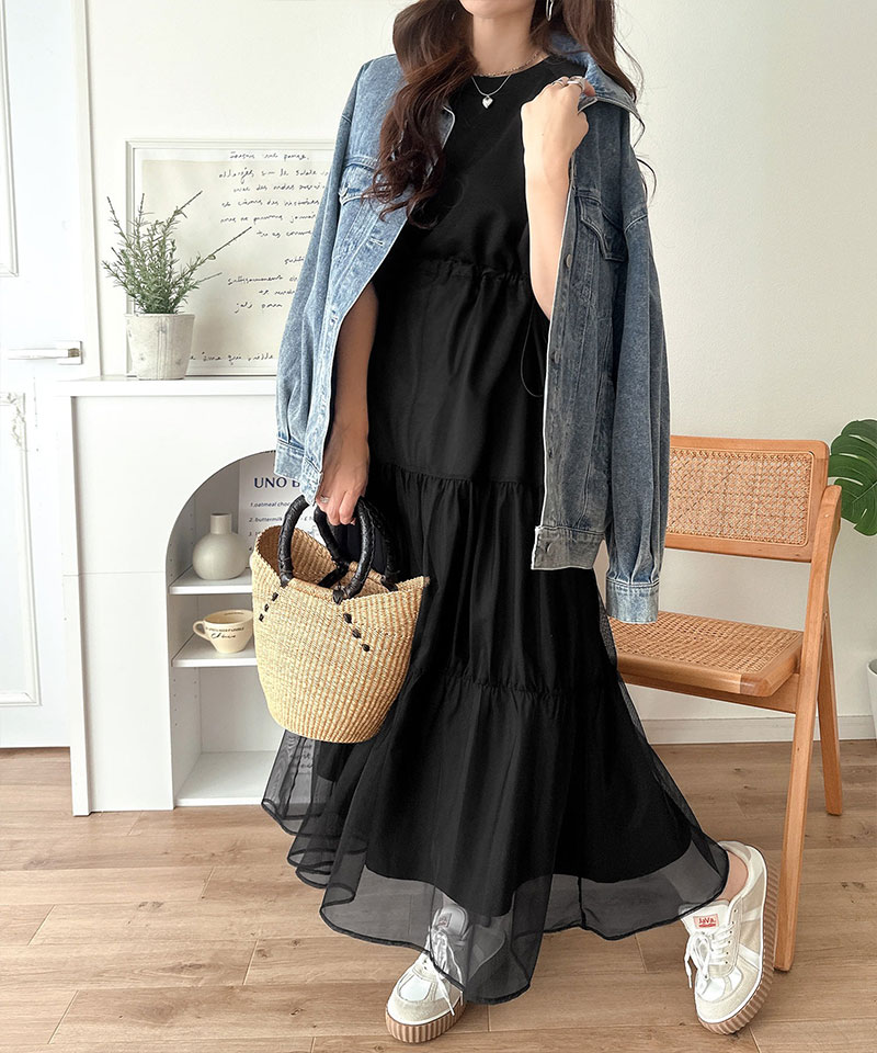 【 クラシカルエルフ classical elf 】ワンピース レディース 半袖 スウェット チュール ドッキング ワンピ ティアード スカート おしゃれ カジュアル | classicalelf | 05