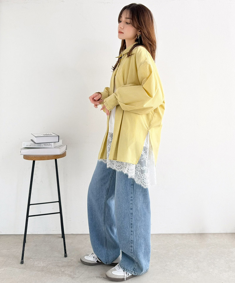 体型も美しくカバー。裾レースカットソードッキングTシャツ（ Classical Elf クラシカルエルフ ce1020364 | classicalelf | 06