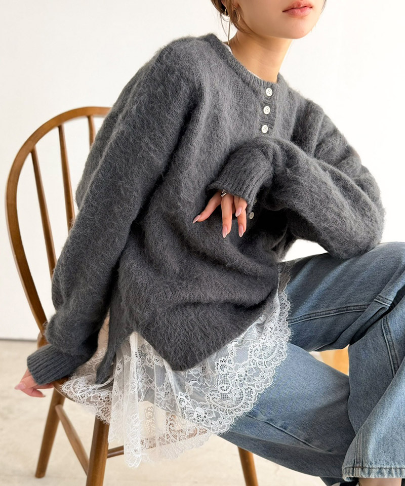 体型も美しくカバー。裾レースカットソードッキングTシャツ（ Classical Elf クラシカルエルフ ce1020364 | classicalelf | 07