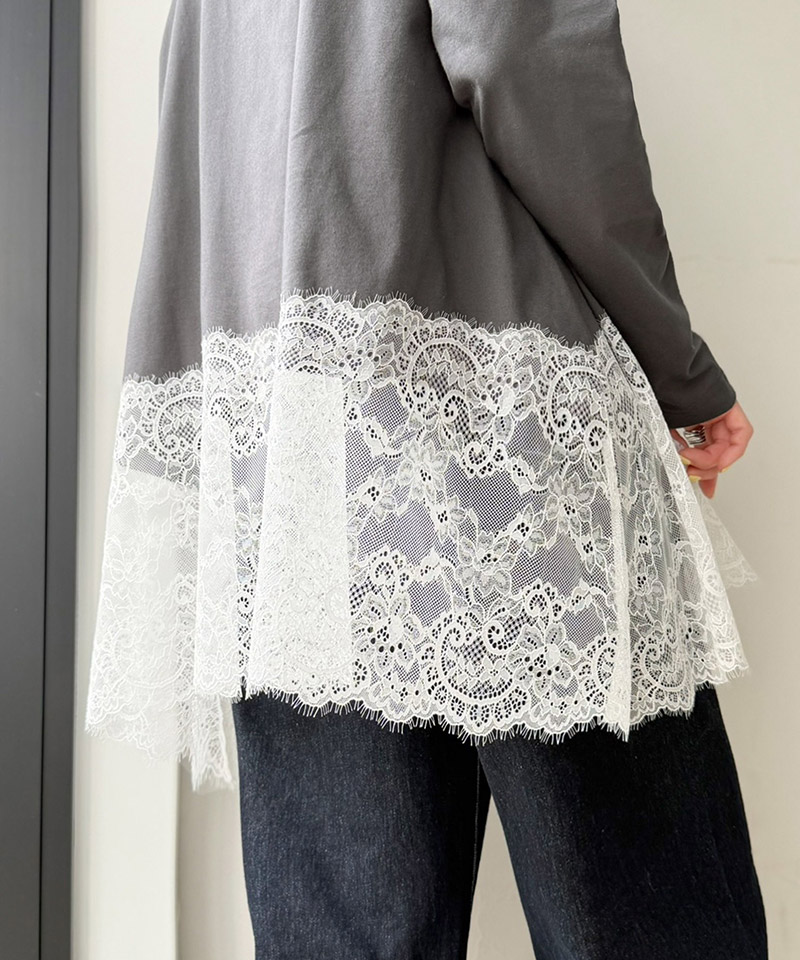 体型も美しくカバー。裾レースカットソードッキングTシャツ（ Classical Elf クラシカルエルフ ce1020364 | classicalelf | 13