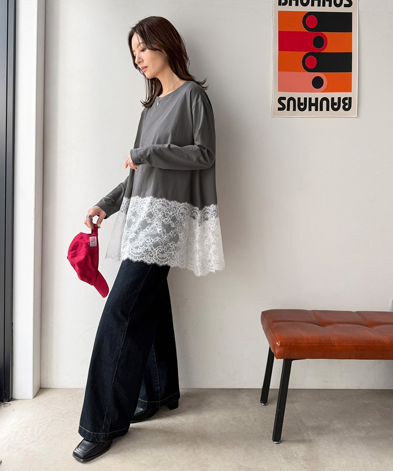 体型も美しくカバー。裾レースカットソードッキングTシャツ（ Classical Elf クラシカルエルフ ce1020364 | classicalelf | 14