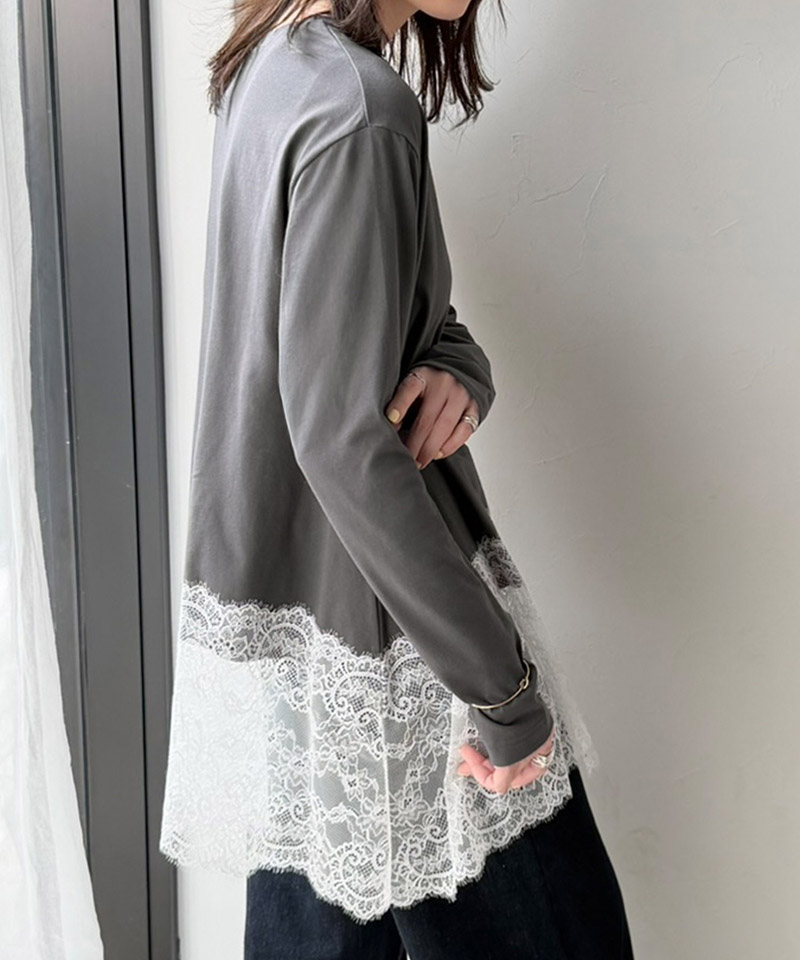 体型も美しくカバー。裾レースカットソードッキングTシャツ（ Classical Elf クラシカルエルフ ce1020364 | classicalelf | 15